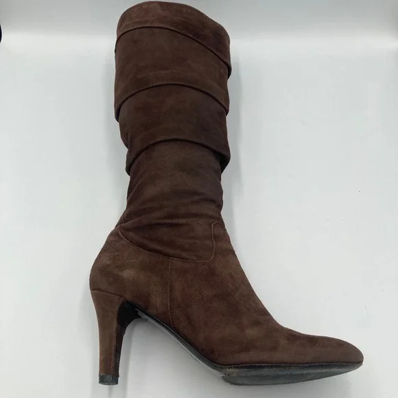 Vaneli Italian Brown Suede Slouchy Knee High Kitten Heel Boots Women's Size 7.5 - Picture 6 of 8